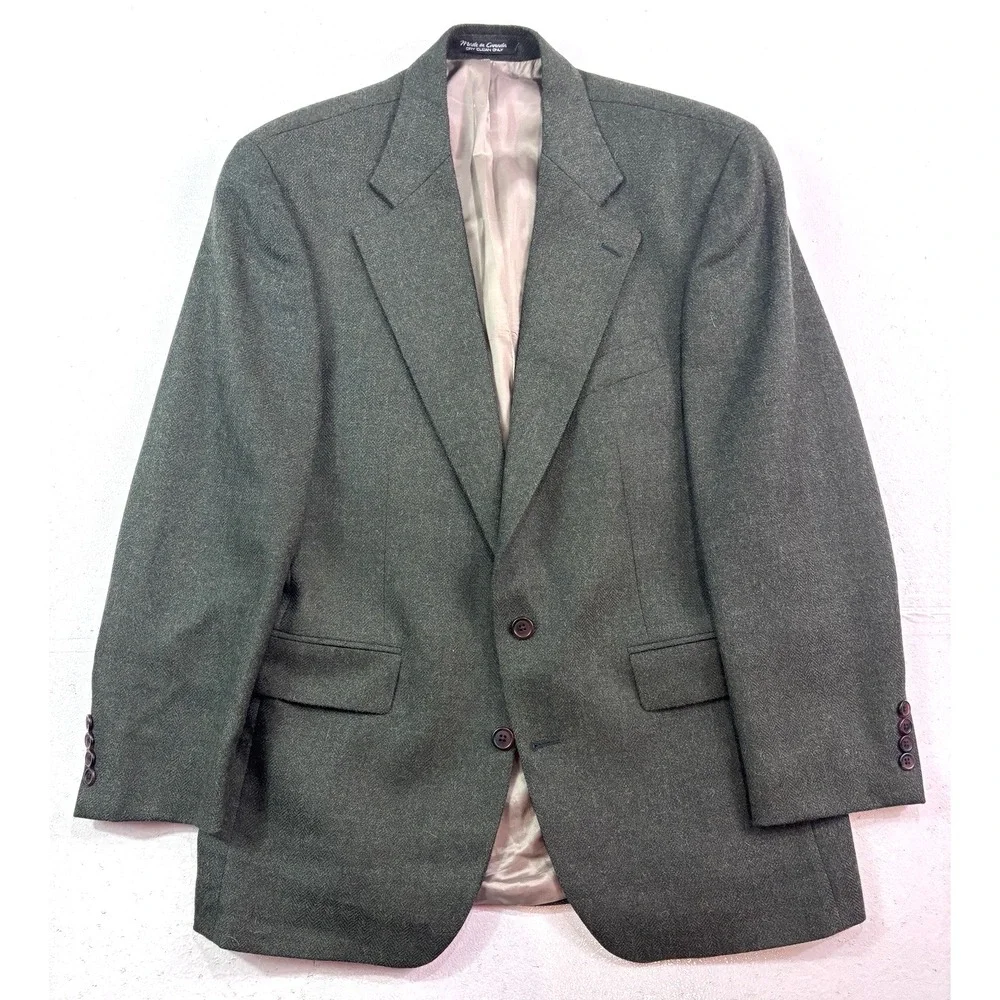 Vtg 90s Chaps Ralph Lauren 40S herringbone alpaca wool blazer jacket sport coat